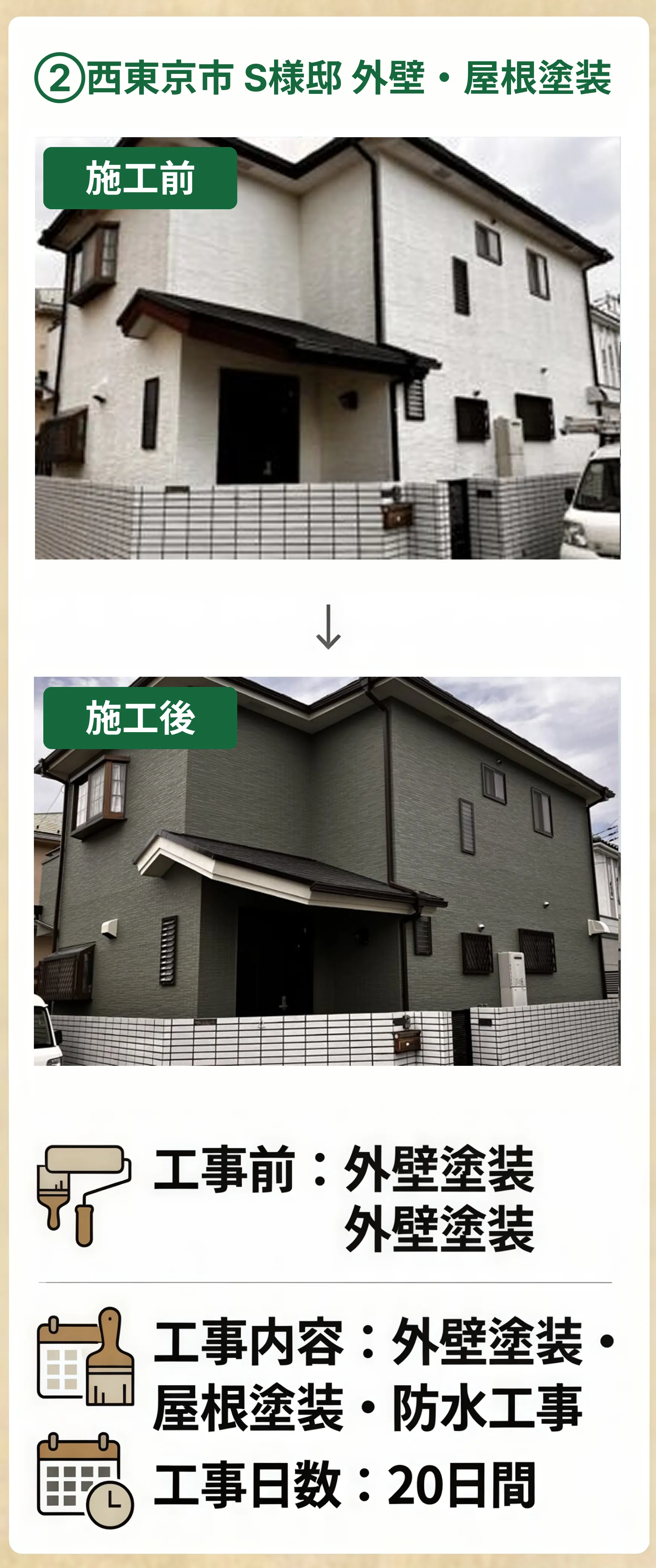 カラー館イロドリの施工実績 - 西東京市 S様邸 外壁・屋根塗装